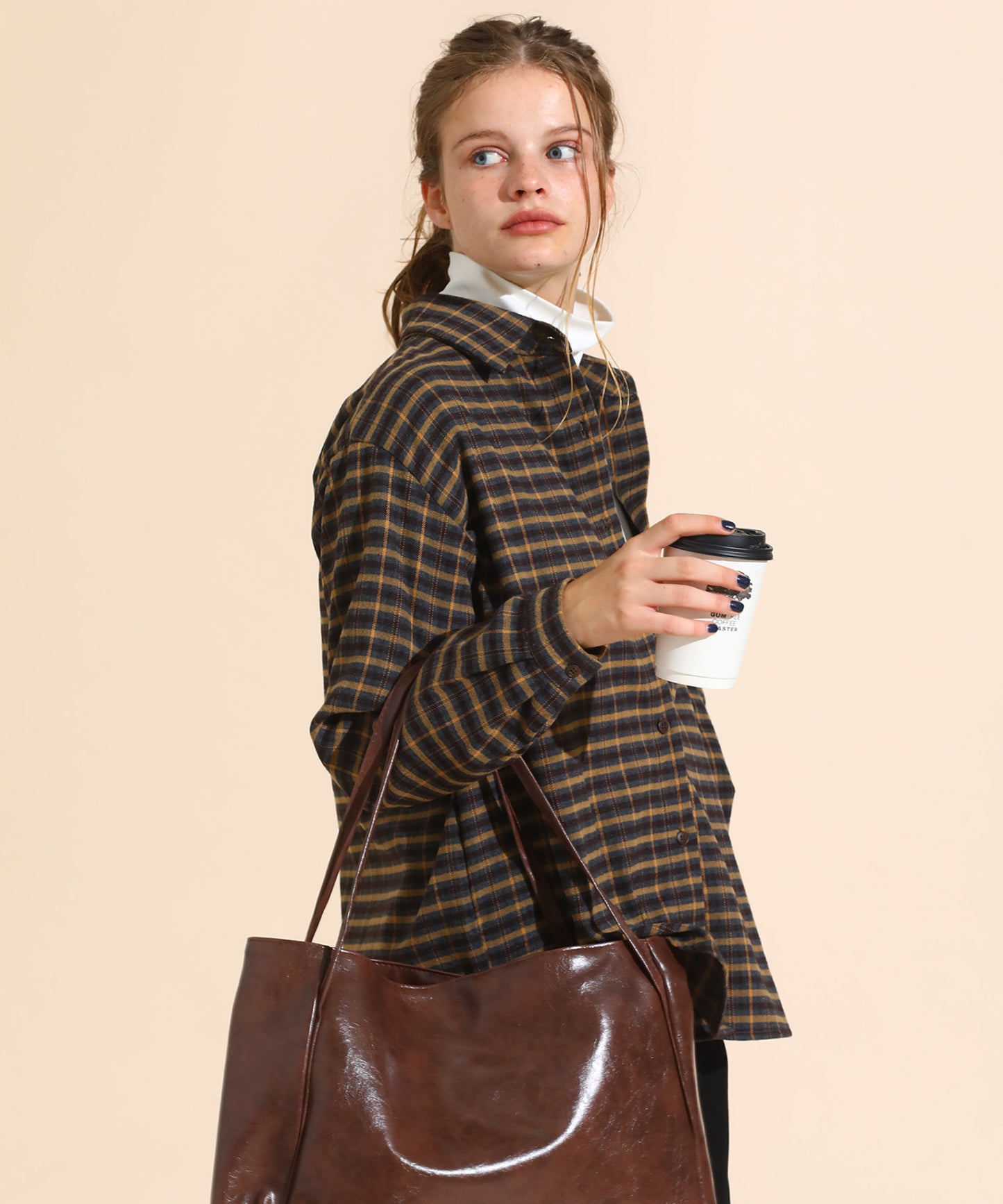 チェックコーデュロイシャツ