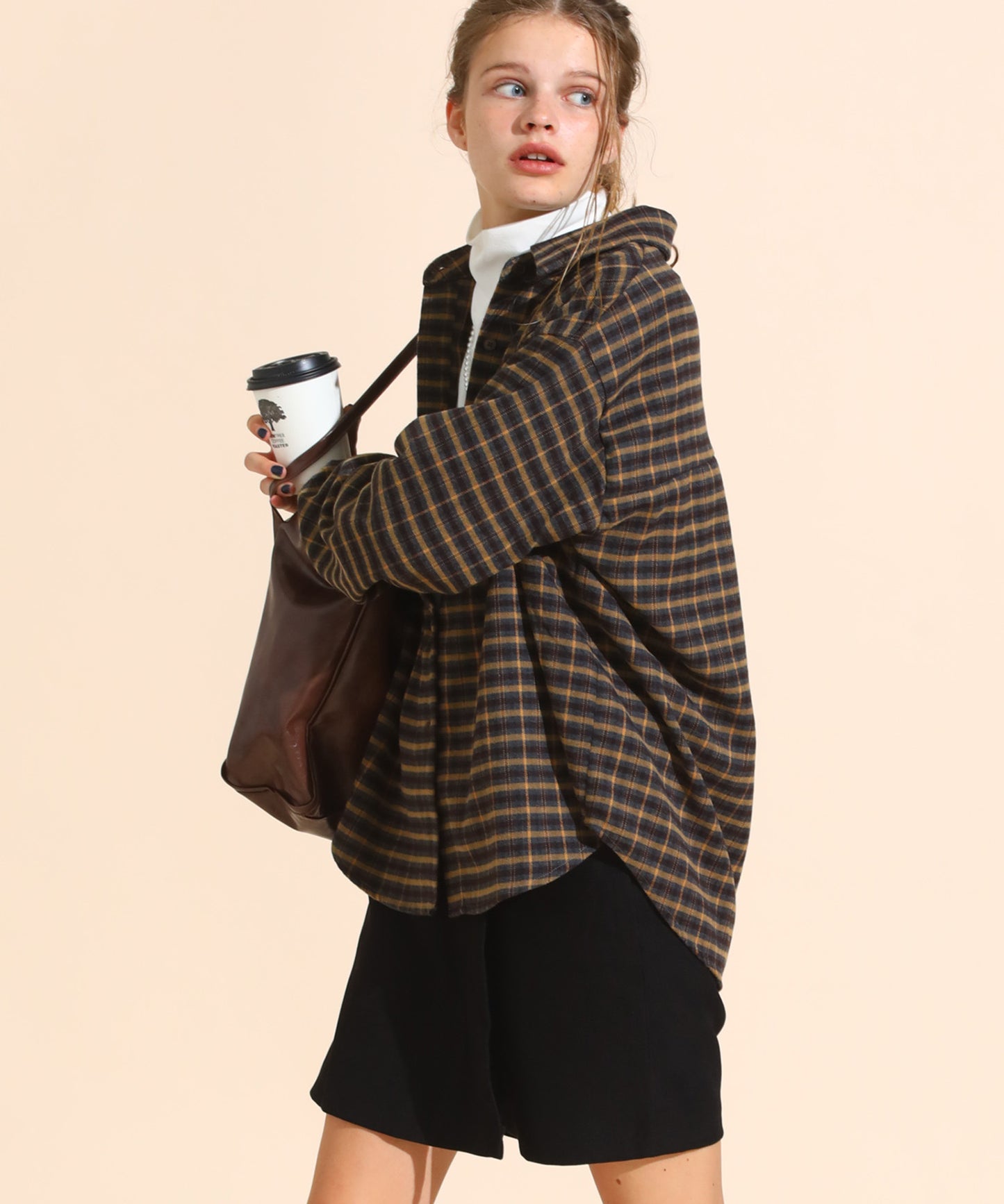 チェックコーデュロイシャツ