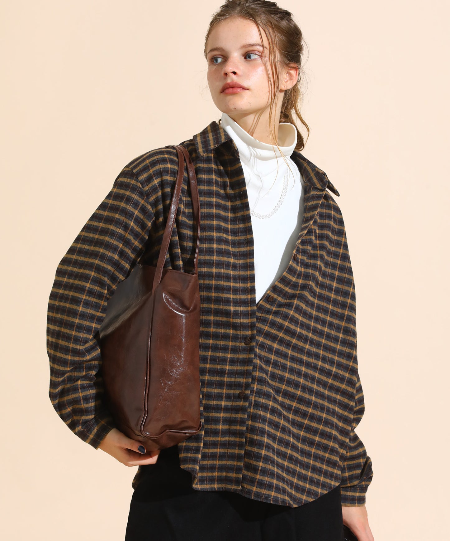 チェックコーデュロイシャツ