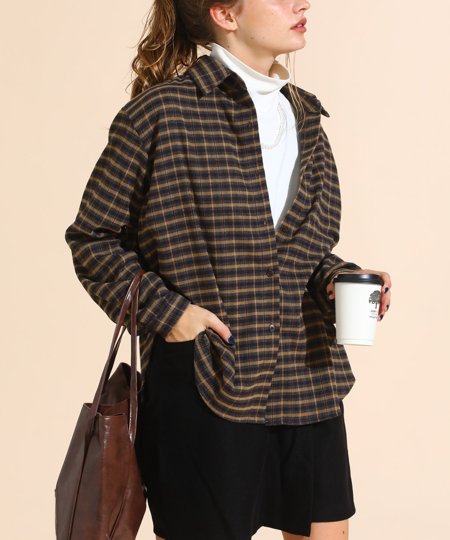 チェックコーデュロイシャツ