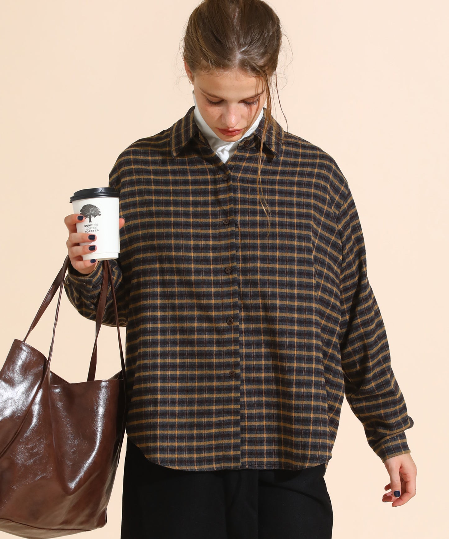 チェックコーデュロイシャツ