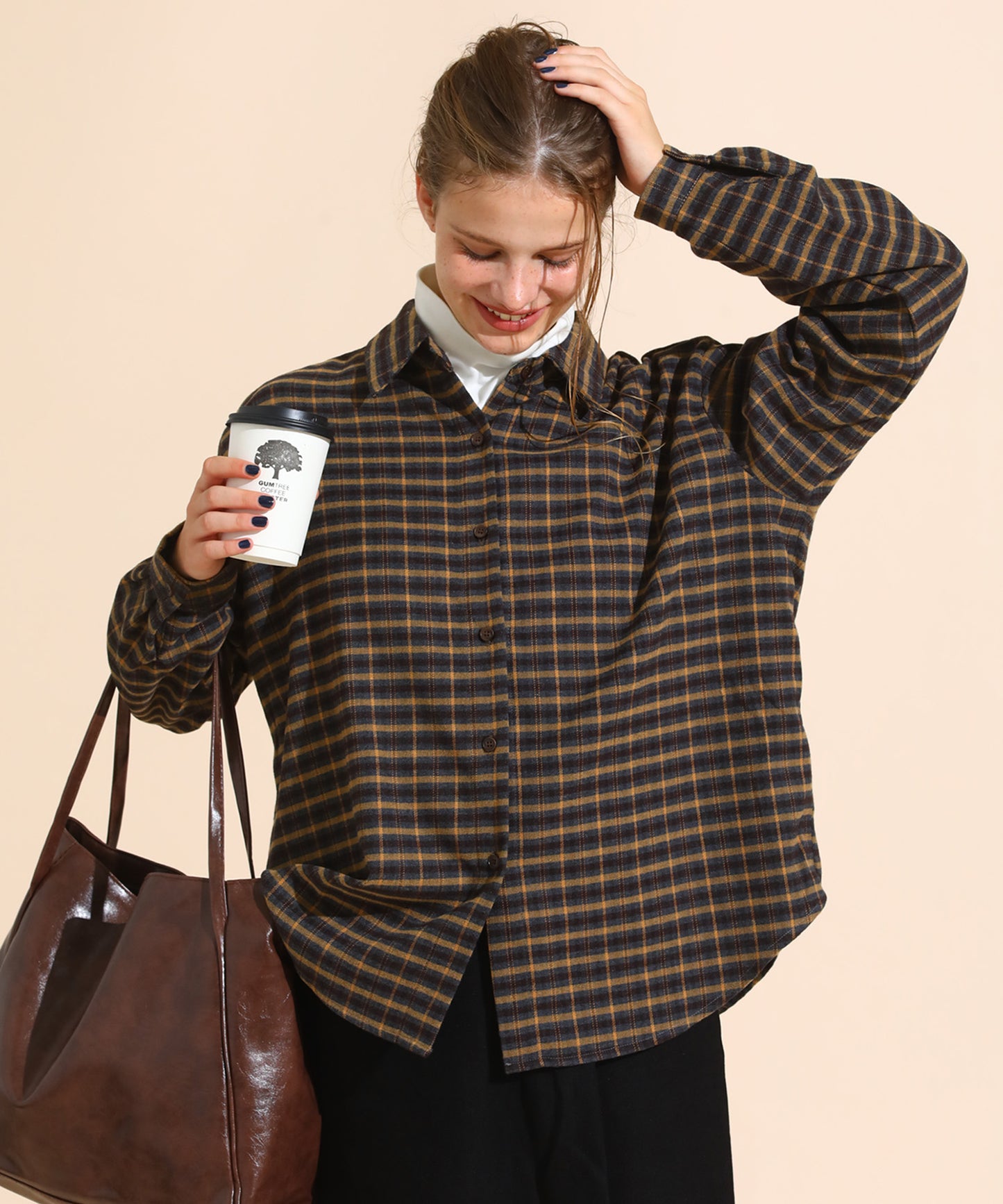 チェックコーデュロイシャツ