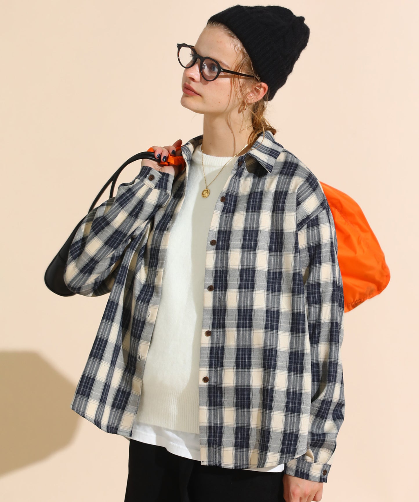 チェックコーデュロイシャツ