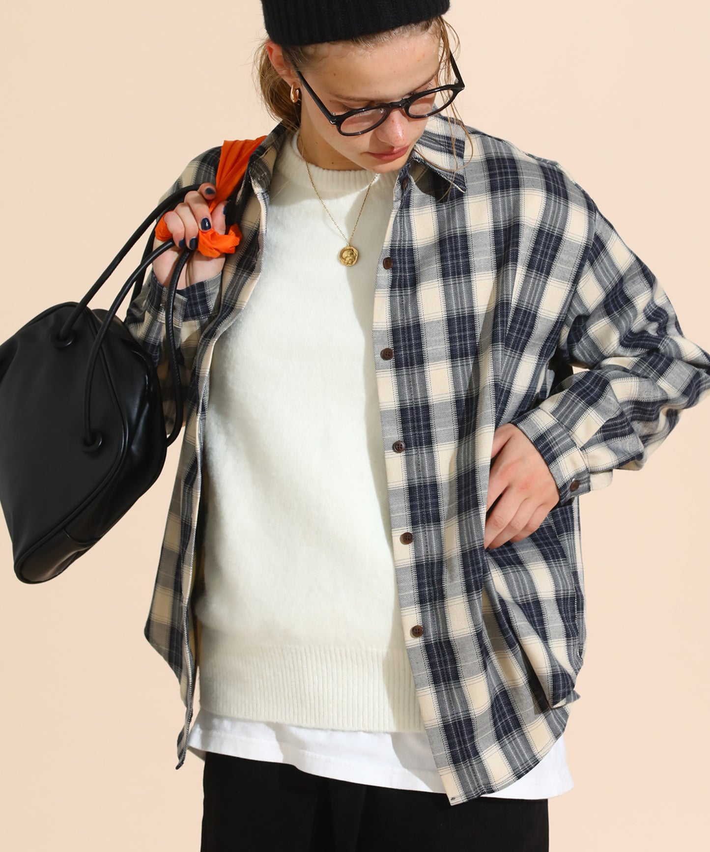 チェックコーデュロイシャツ