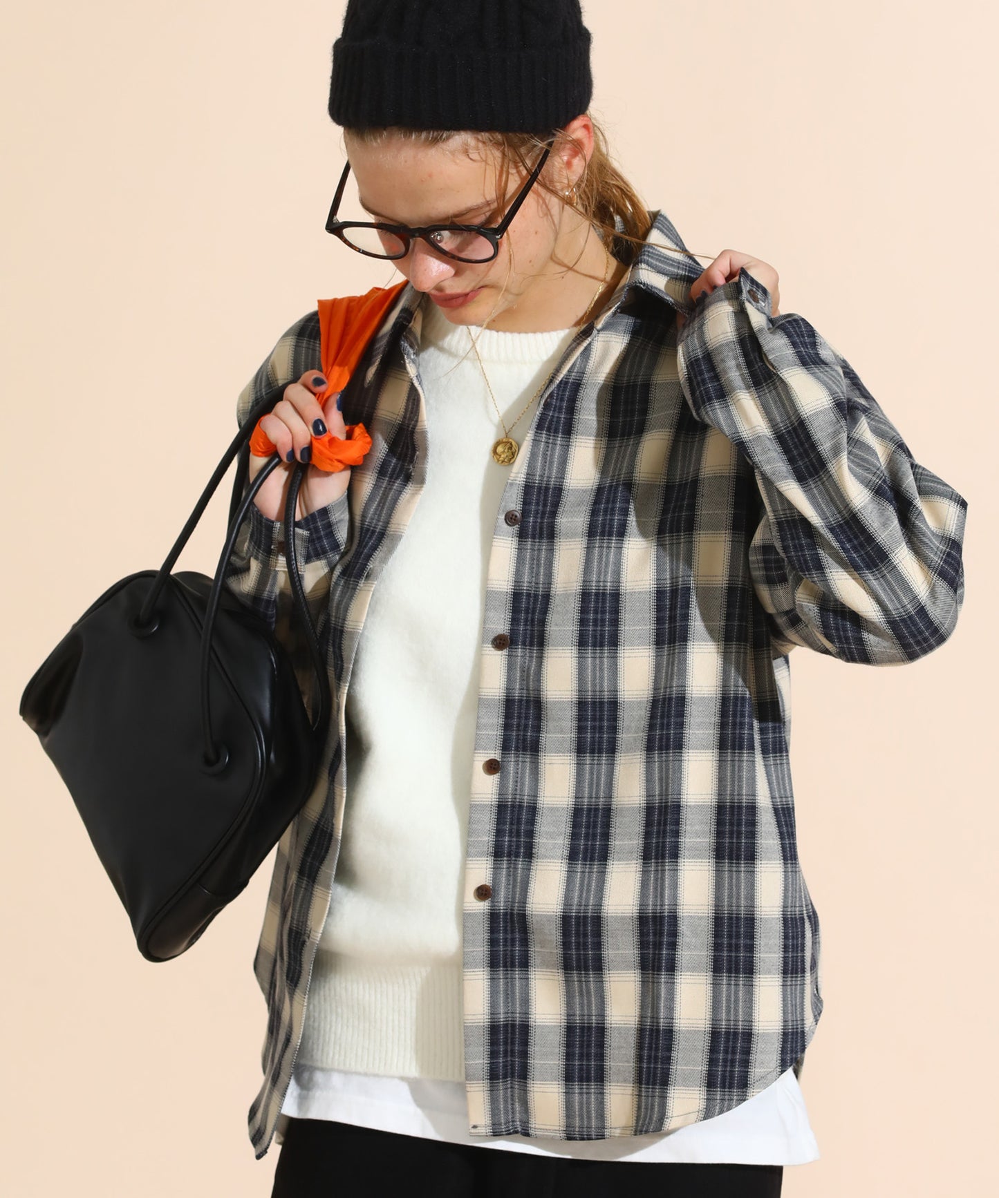 チェックコーデュロイシャツ