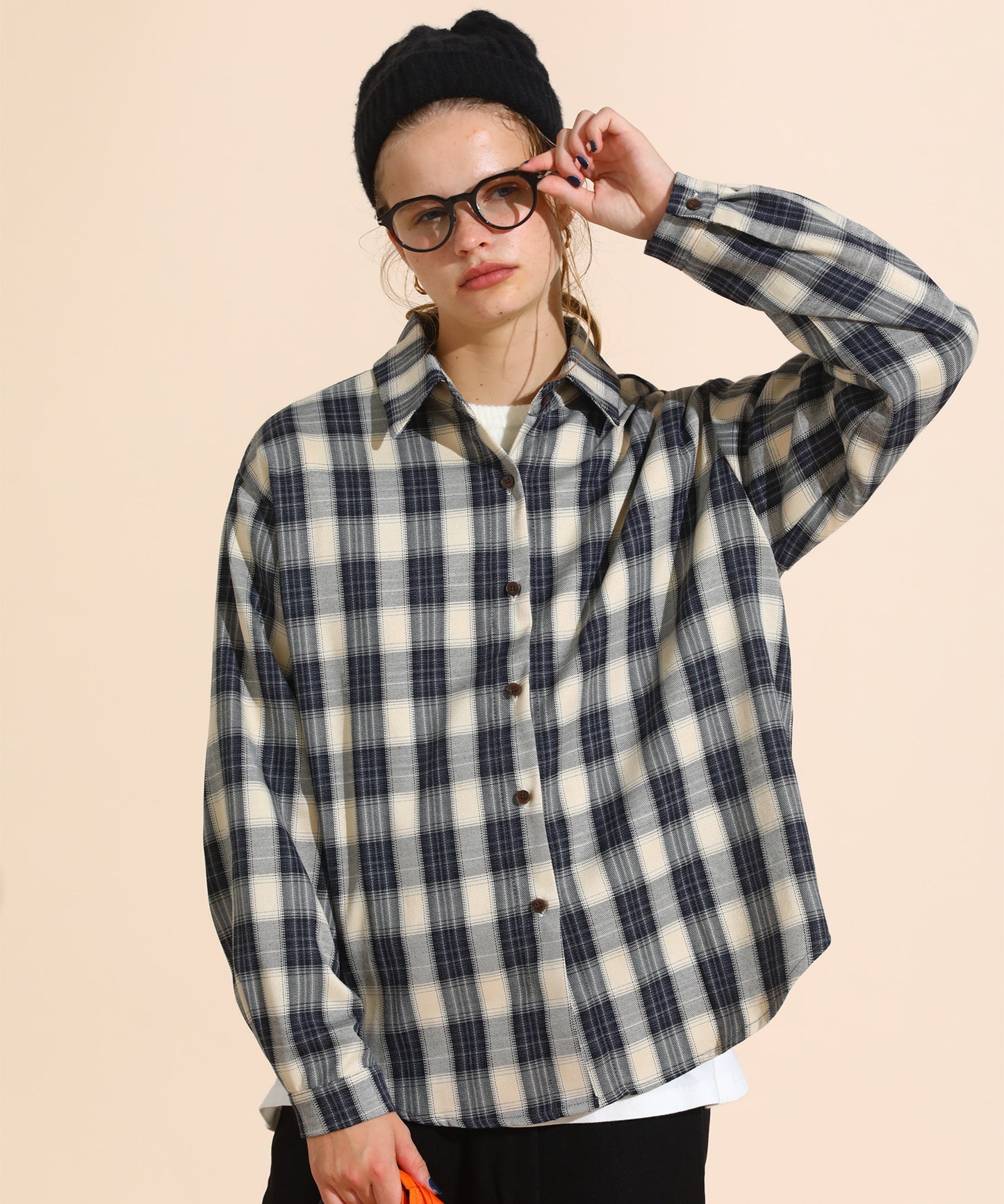 チェックコーデュロイシャツ