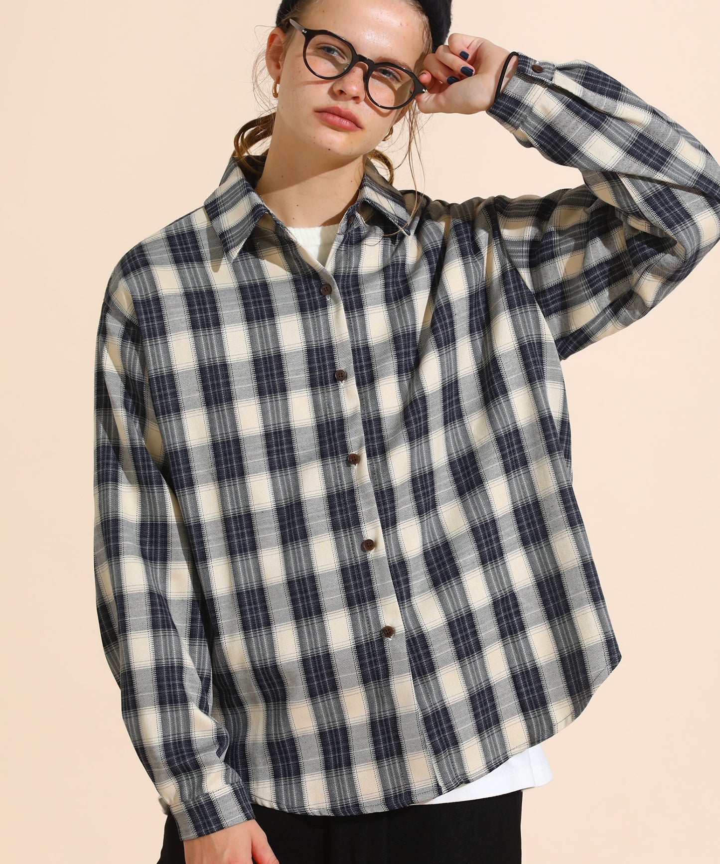 チェックコーデュロイシャツ