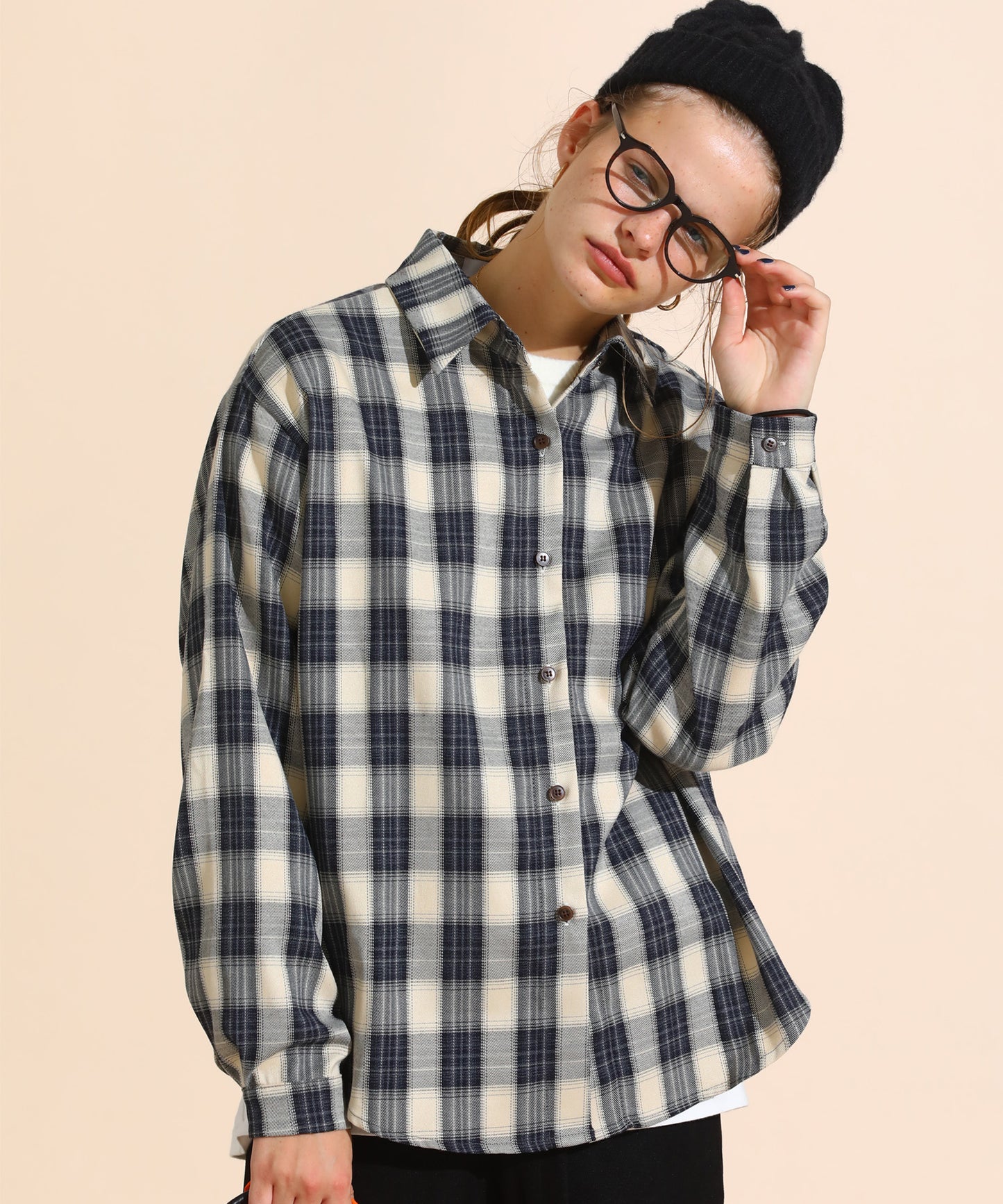 チェックコーデュロイシャツ