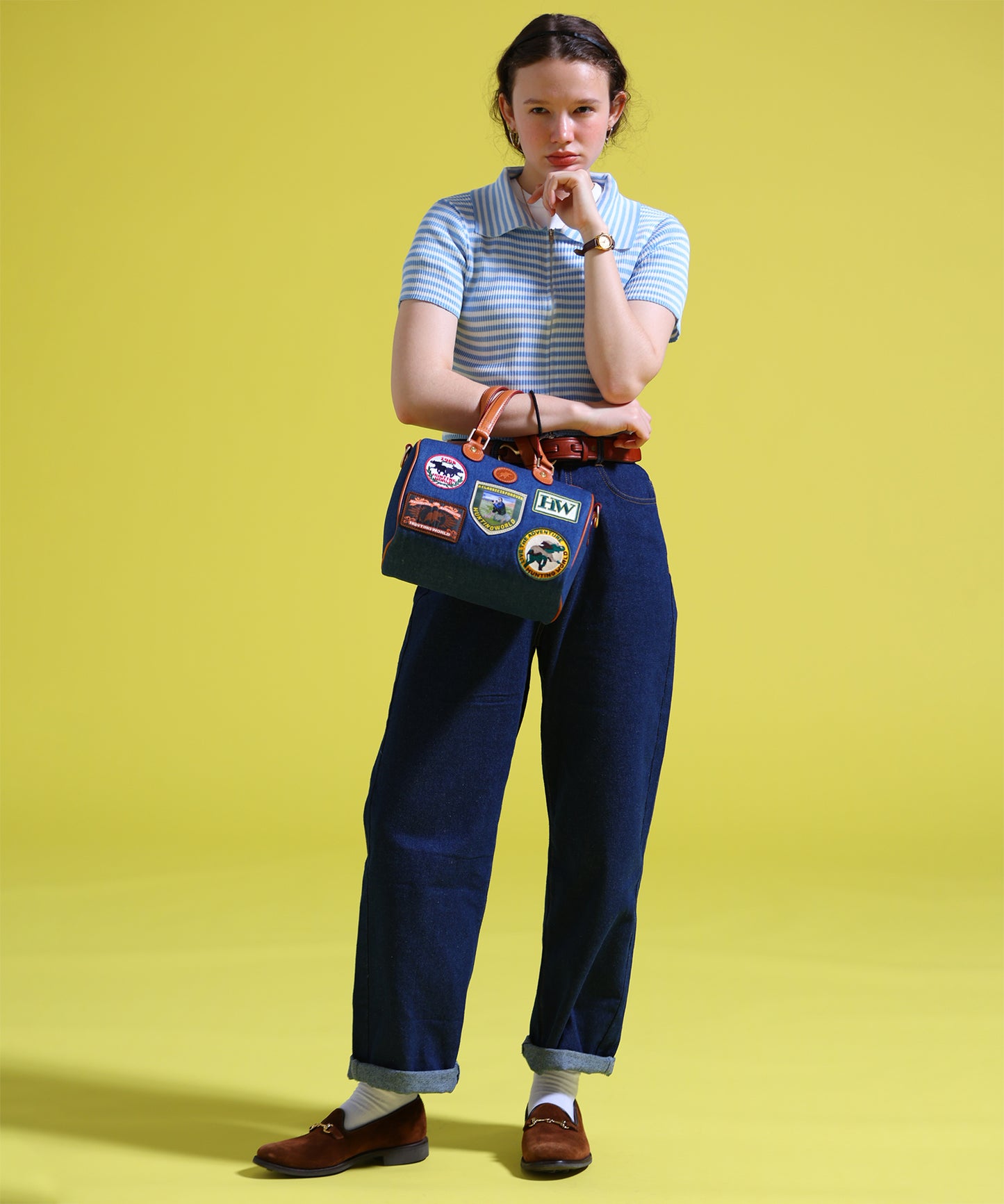 ジップアップボーダーサマーニット