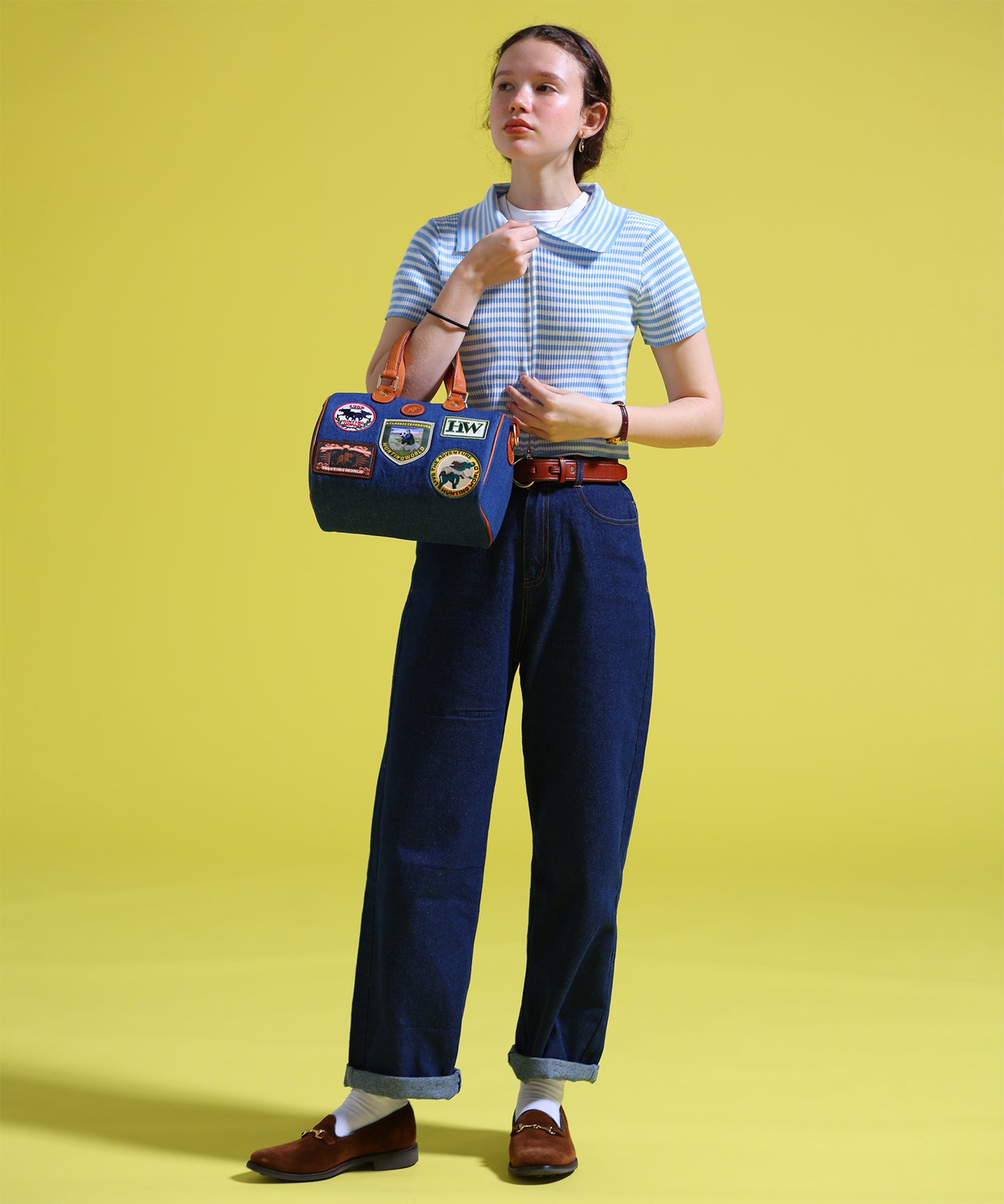 ジップアップボーダーサマーニット