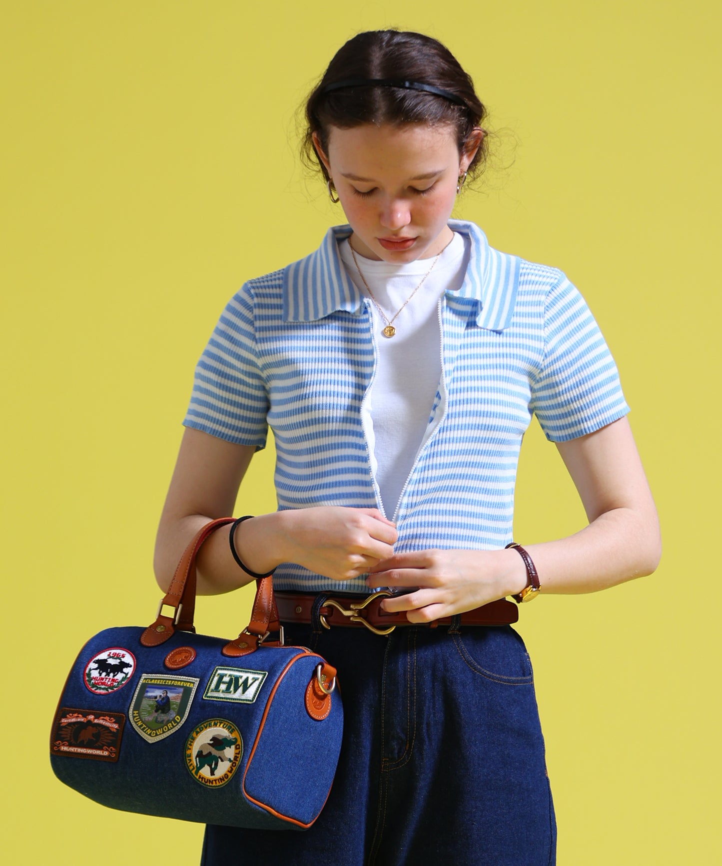 ジップアップボーダーサマーニット