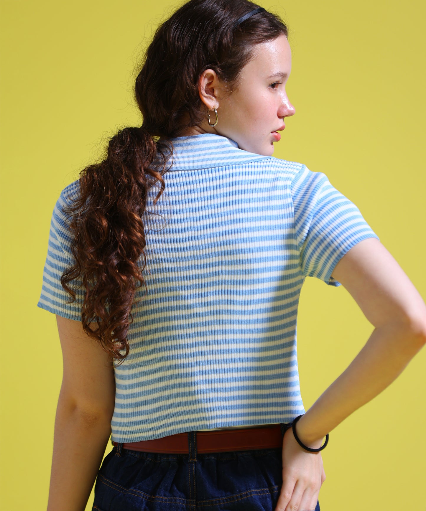 ジップアップボーダーサマーニット