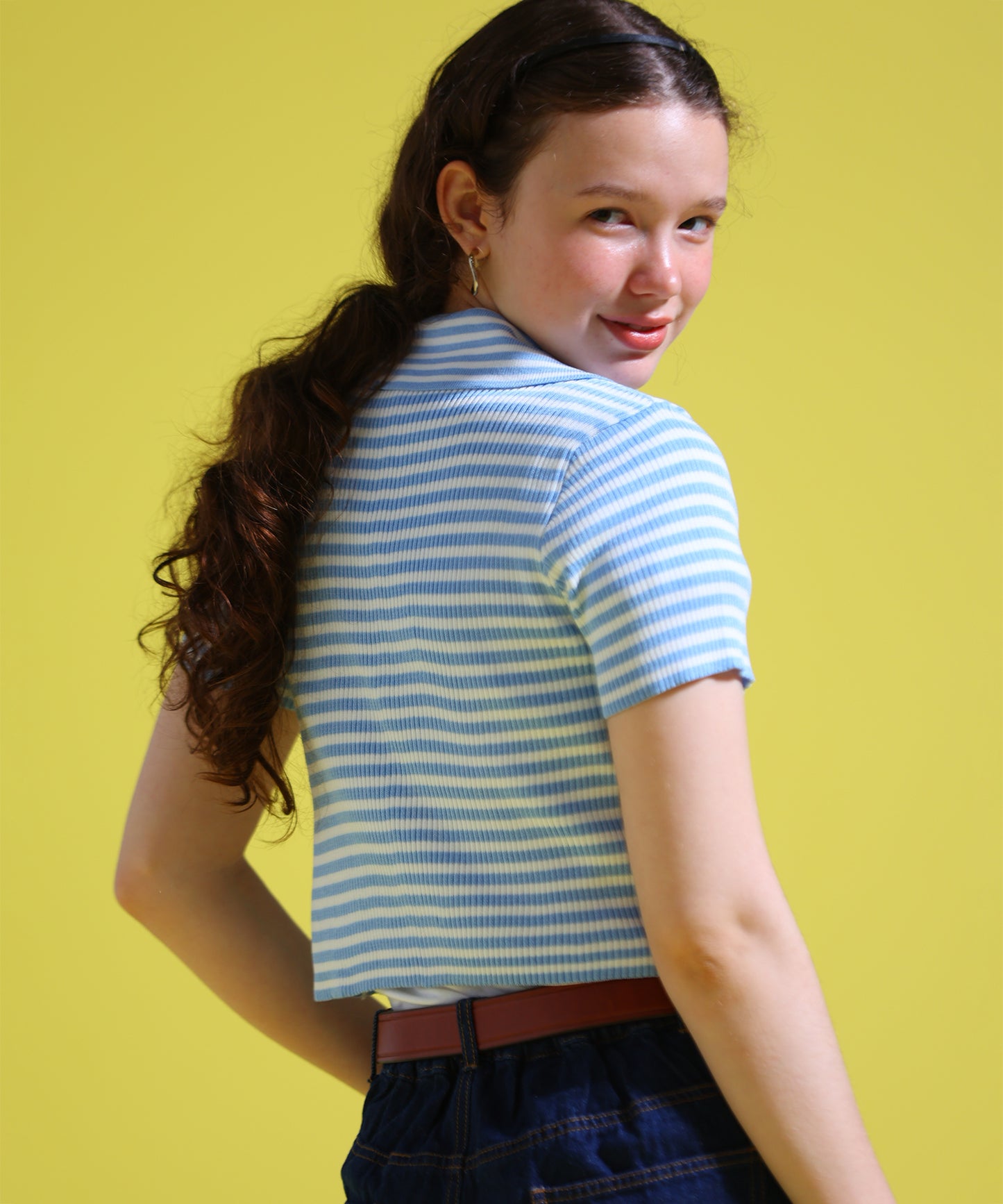 ジップアップボーダーサマーニット