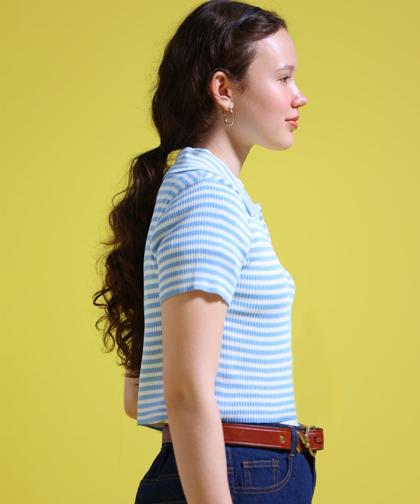 ジップアップボーダーサマーニット