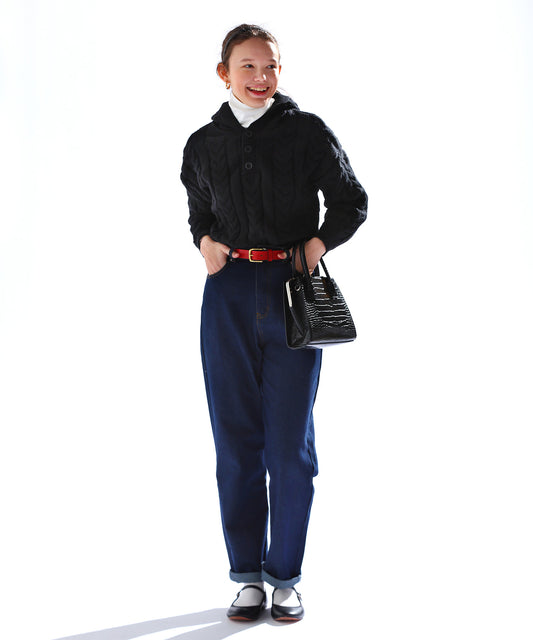 アラン編みニットフーディー/SCAD-KN03