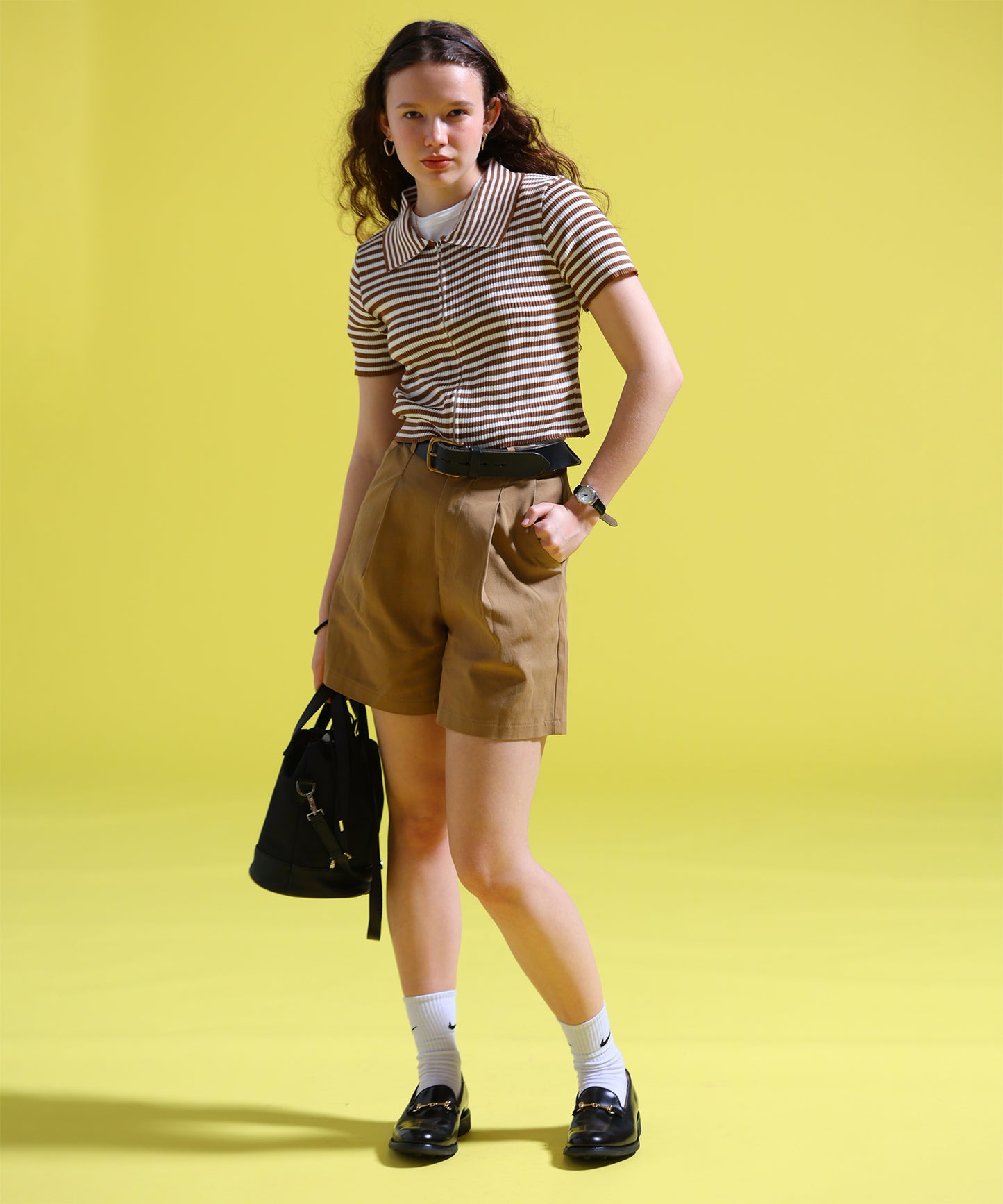 ジップアップボーダーサマーニット