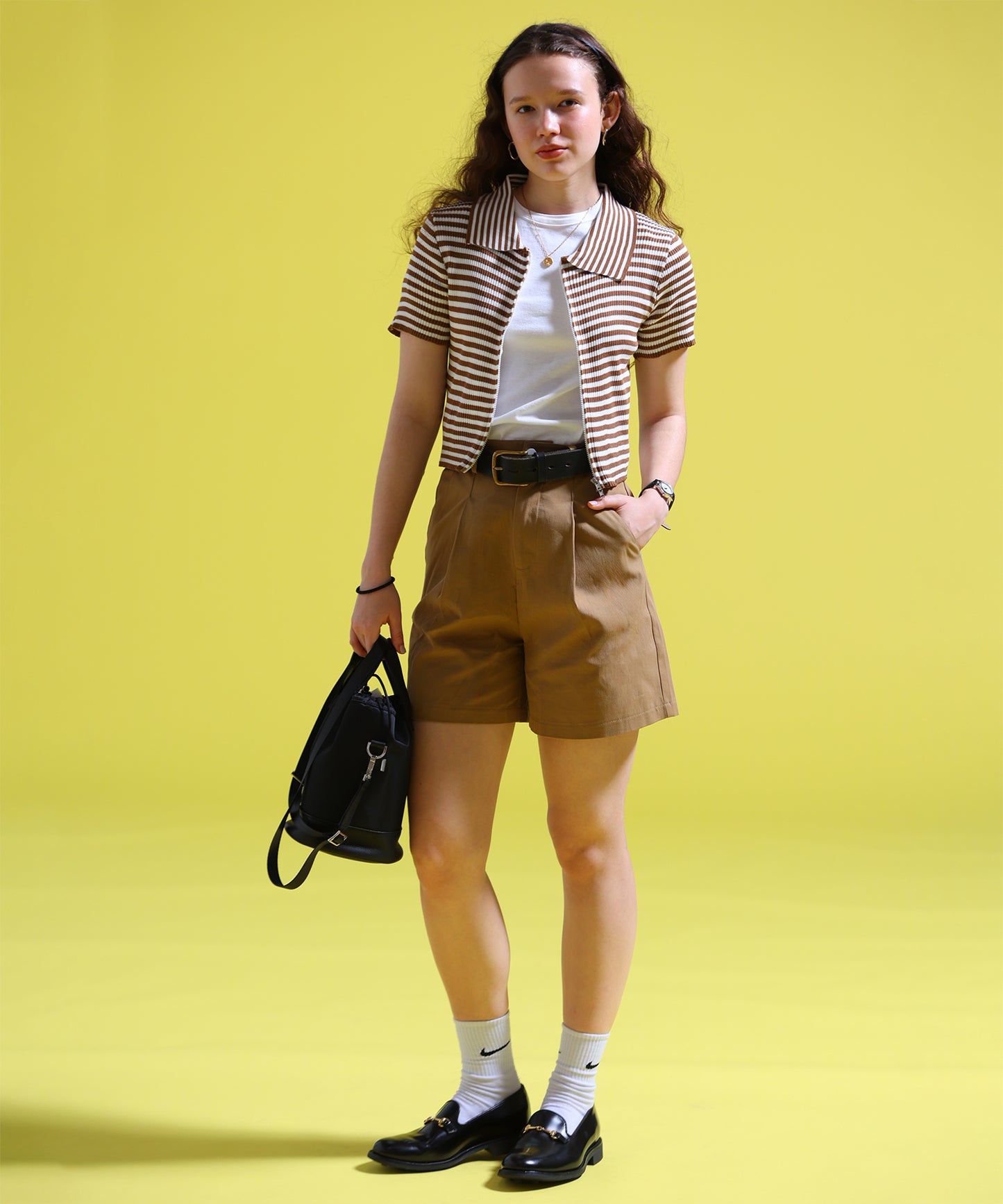 ジップアップボーダーサマーニット