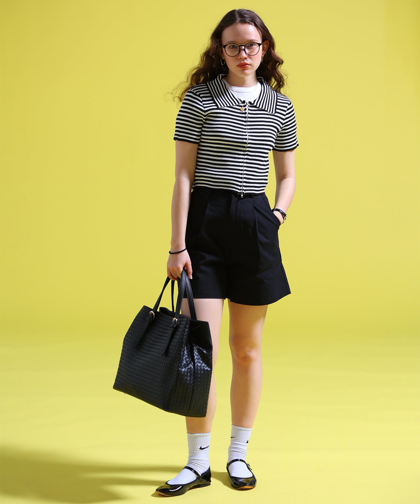 ジップアップボーダーサマーニット