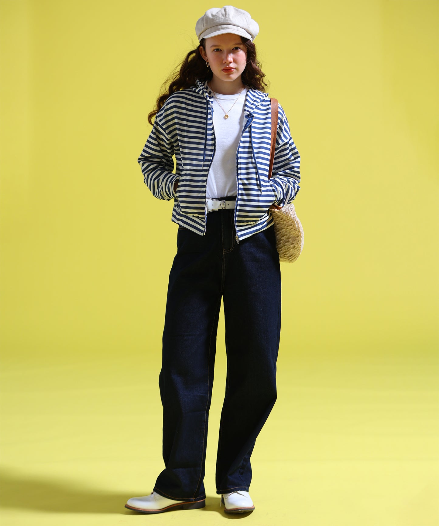 レザーハンドルカゴバッグ