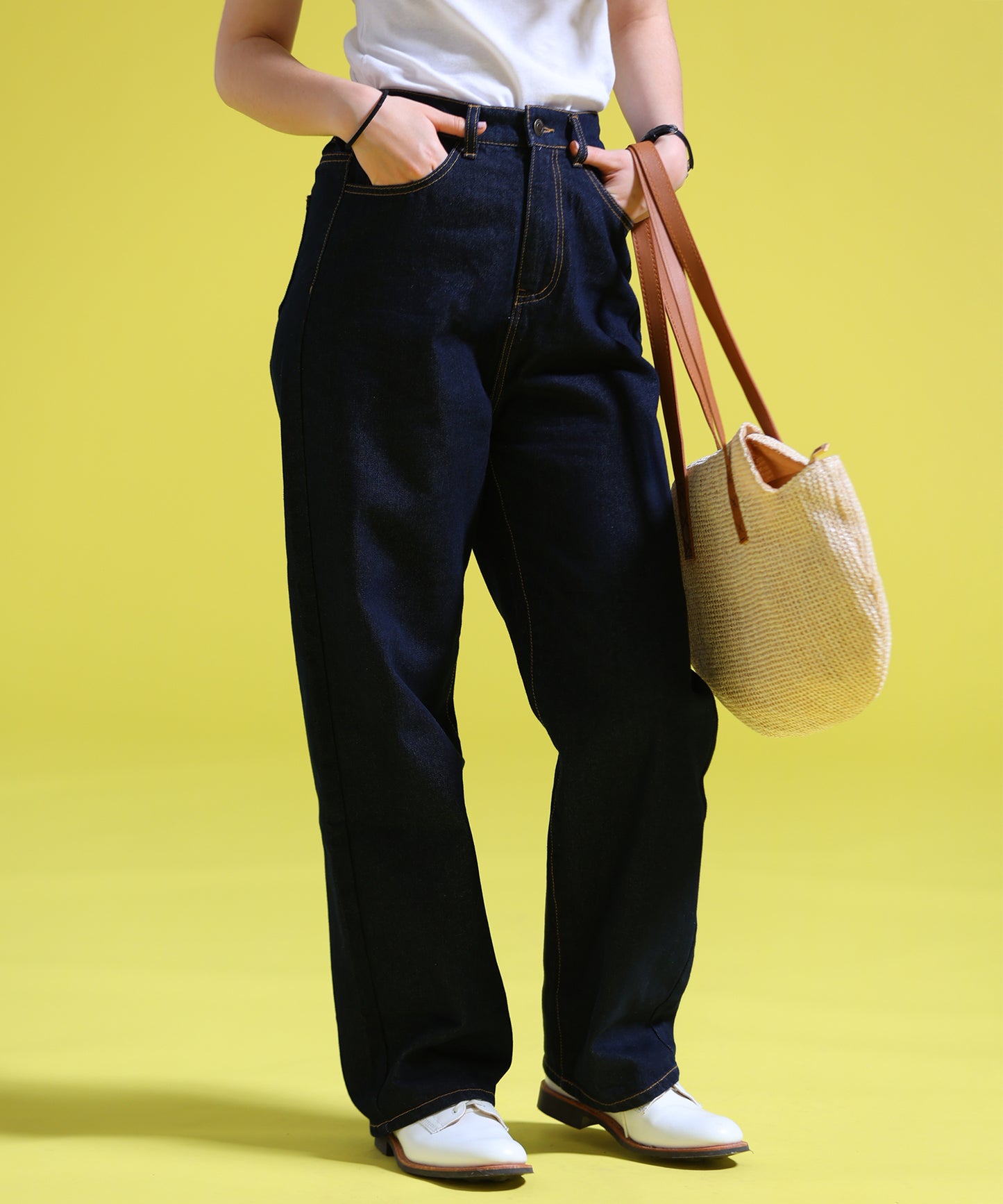 レザーハンドルカゴバッグ