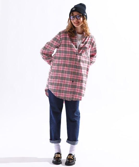 チェックロングシャツワンピース/SCAB-OP05