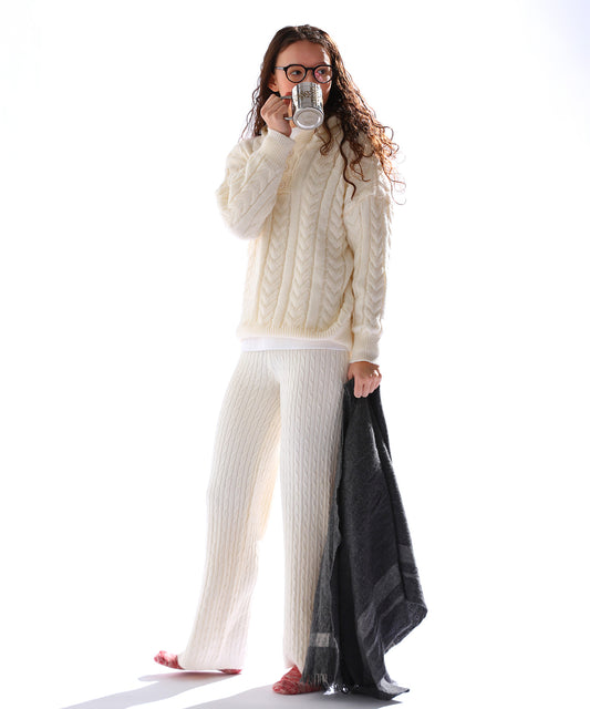 アラン編みニットフーディー/SCAD-KN03