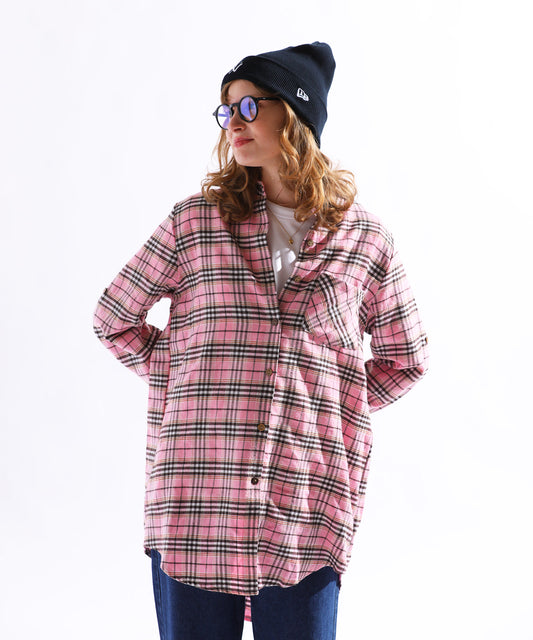 チェックロングシャツワンピース/SCAB-OP05